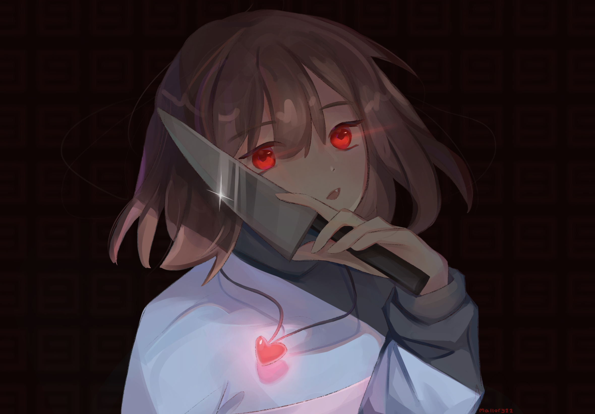 Art 18: Fanart of Frisk(genocide route) from Undertale holding a knife (made for dubertale)