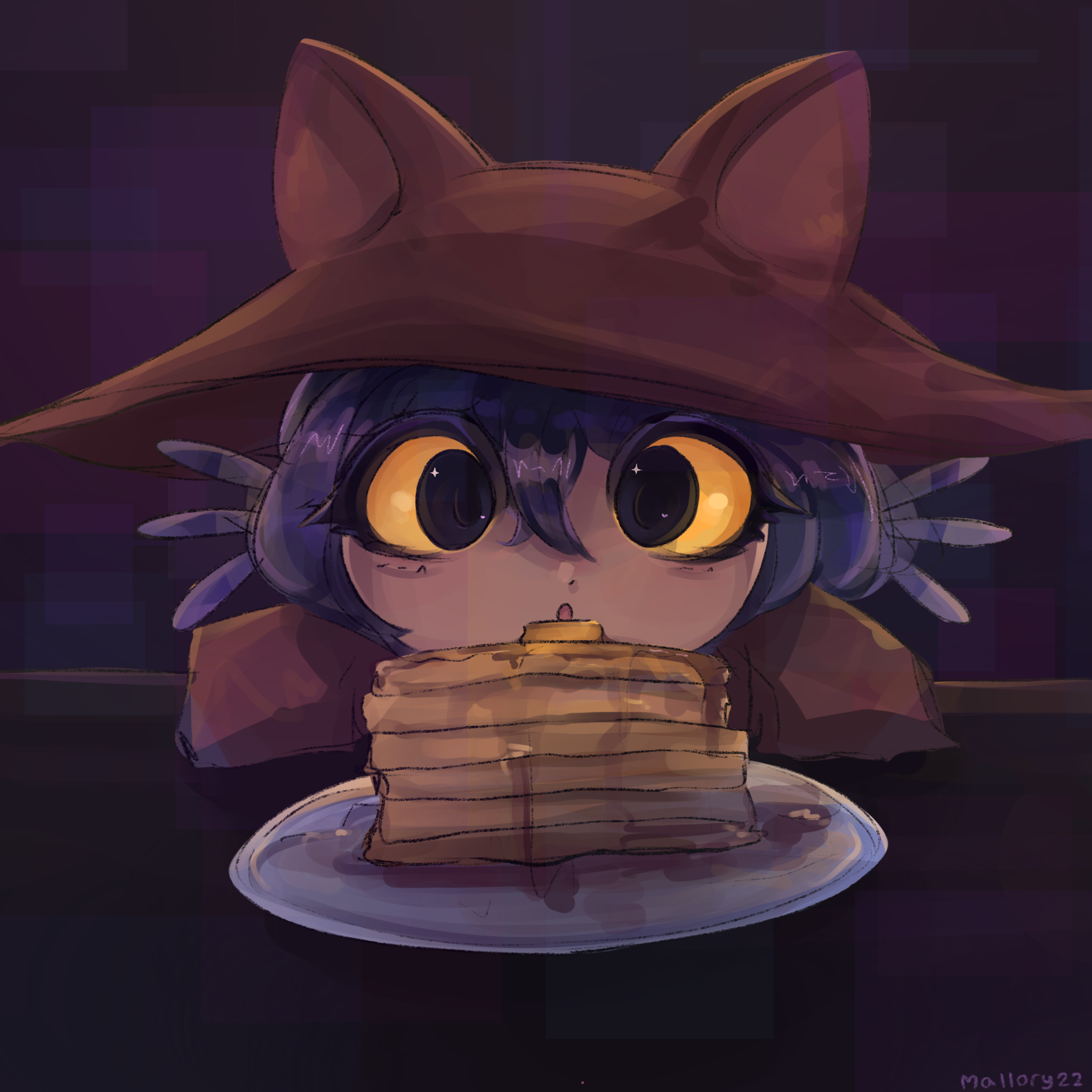 Art 2: Fanart of Niko from Oneshot with a stack of pancakes 